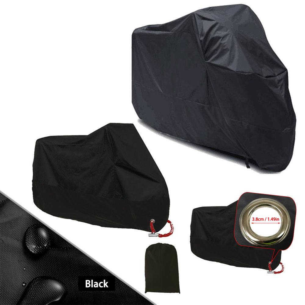 Ml xl xxl xxxl 190t fuld sort motorcykel cover udendørs uv-beskytter vandtæt regn støvtæt cover anti-tyveri med låsehul