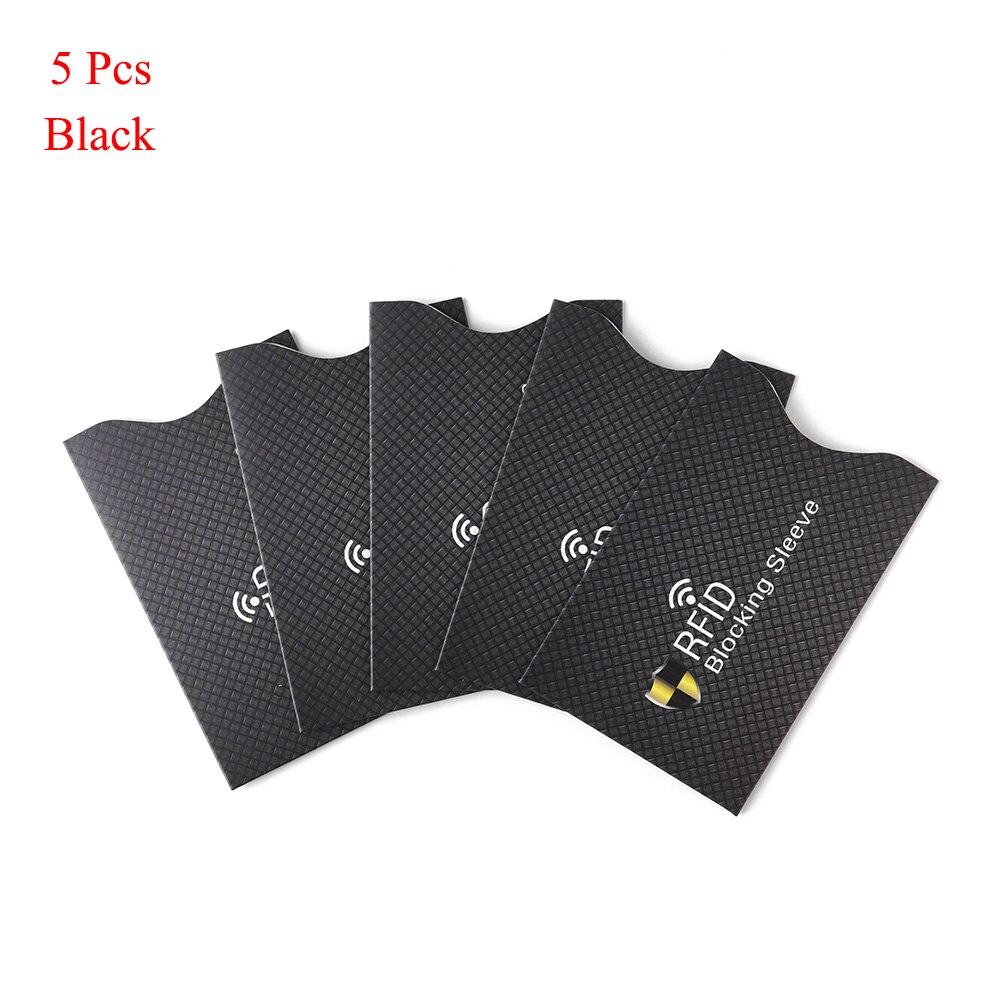 5Pcs Anti Diefstal Voor Rfid Credit Card Protector Blokkeren Kaarthouder Sleeve Skin Case Covers Bescherming Bankkaart Geval: black