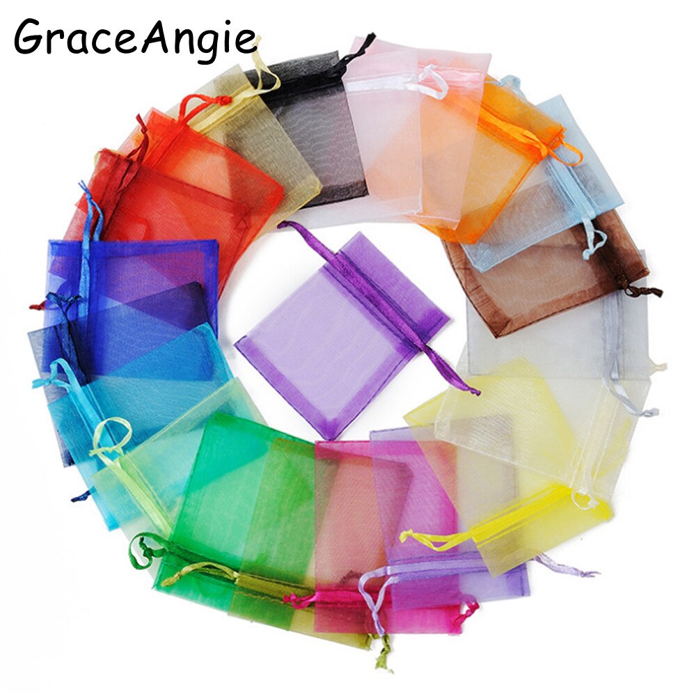 5 st stora organzapåsar julpåsar 30*40cm bröllopsdragbara organza voile förpackningspåsar påsar påsar
