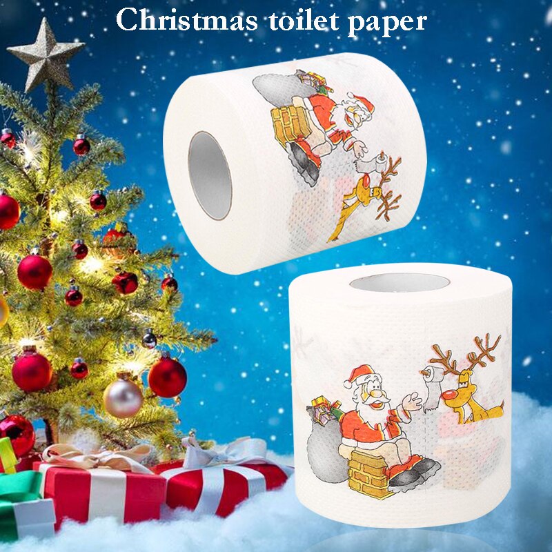 Xmas Accessoires 10.3*10.3*10cm Decoratie Toiletpapier Vrolijk Kerstfeest Papier Kerstman Patroon Wit Rood Oranje woonkamer