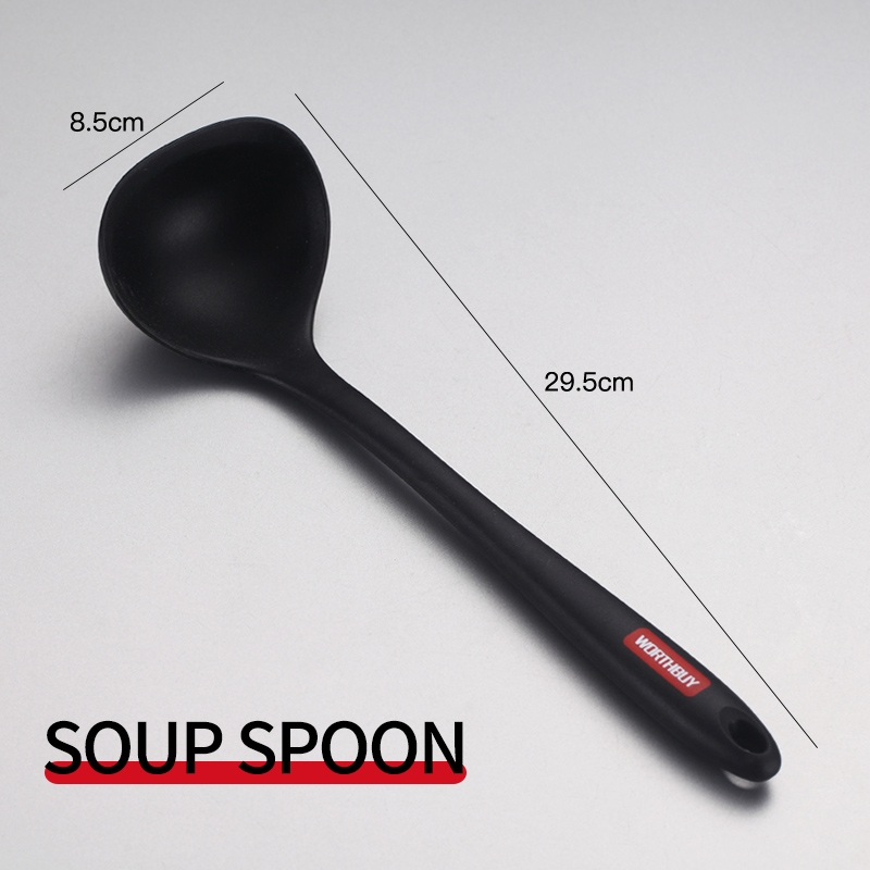 WORTHBUY Silicone Cooking Utensils Set Heat Insulation Kitchenware For Kitchen Non-stick Cooking Tools Set Spatula Shovel Turner: Soup Ladle