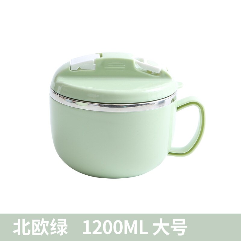 noodle bowl soup bowl with handle bento lunch box lunch box for women bento lunch box for kids bento box steel bowl with lid: Green Large