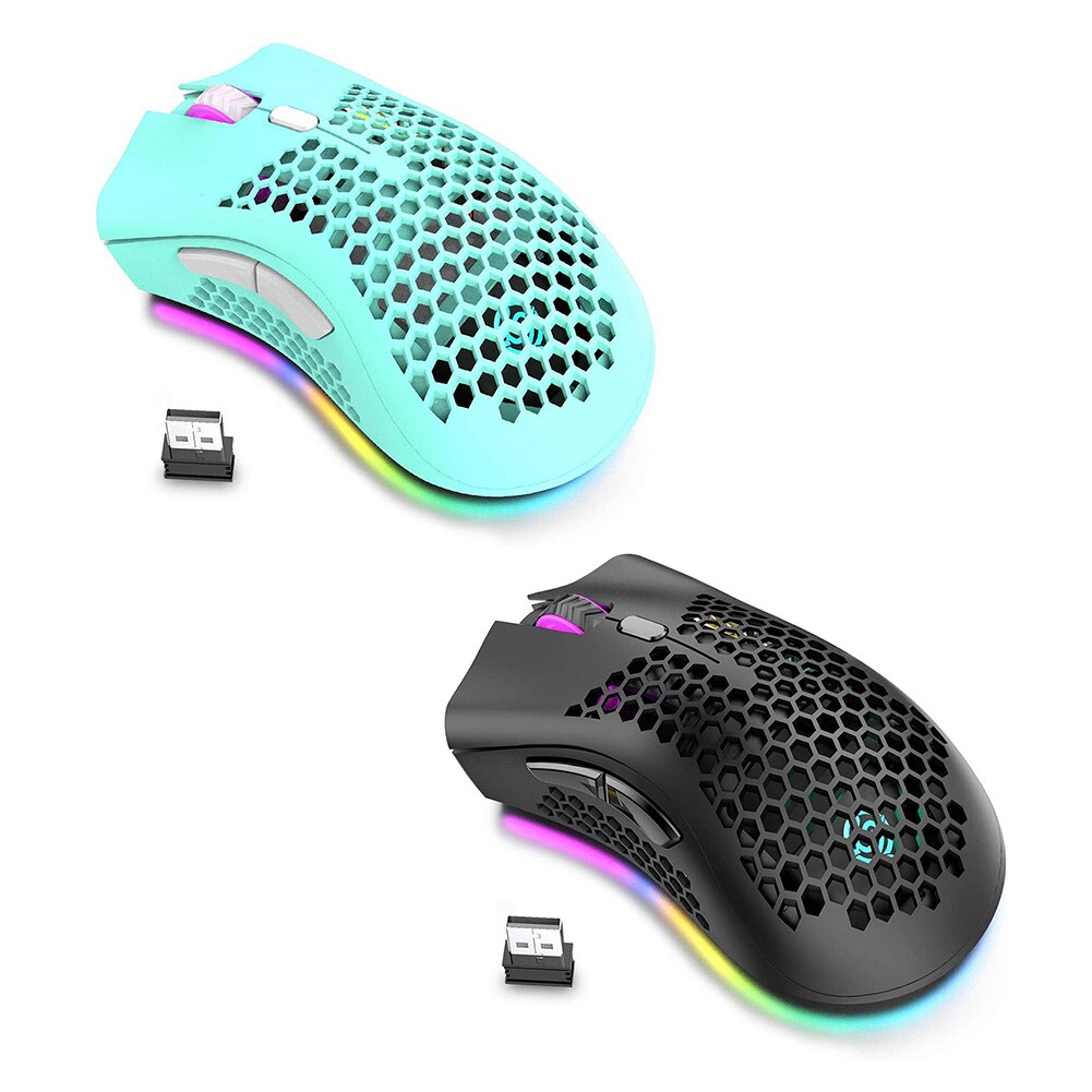 ALLOYSEED BM600 2.4GHz Wireless Mouse 2400DPI Adjustable RGB Backlit Honeycomb USB Optical Gaming Mouse Gamer Mice For Laptop PC