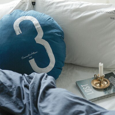 Cotton Numbers Pillow Nordic Back Cushions Neck Support Soft Round Home Office Chair Bedding Pillows Baby Kids Room Decor: Blue 3