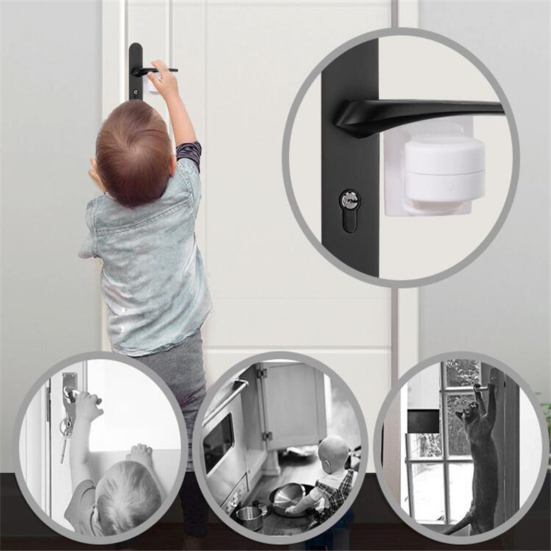 White Plastic Child Safe Security Window Door Sash Lock Safety Lever Handle Sweep Latch Hardware Locks