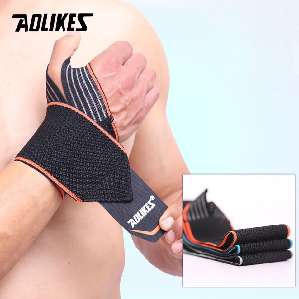 1 stk håndledsstøtte elastisk sport bandage gym armbånd fitness styrkeløft vægtløftning træning sikkerhed åndbar beskyttelse: Orange