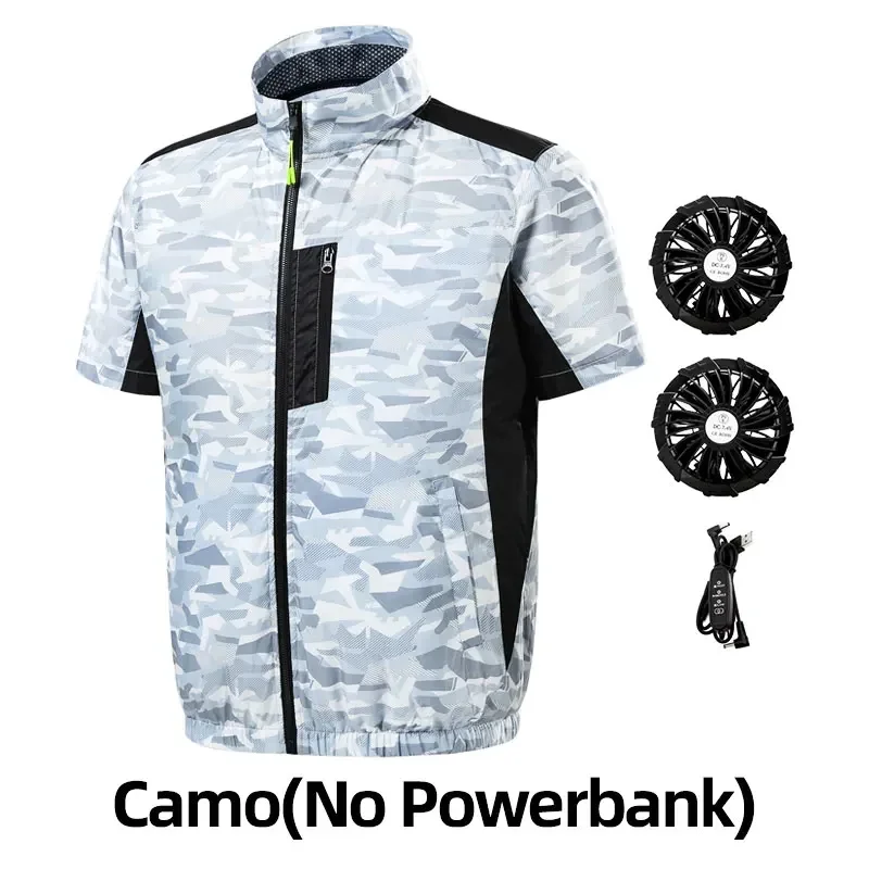 Kühlweste für herren mit usb-anschluss und Ventilator, kurzarm, klimaanlagenkleidung, hitzeschutz, arbeitsschutz, schweißerarbeitsjacke: Xxxl / Blau