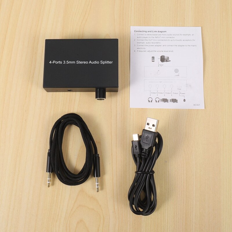 4 Ports 3.5mm Audio Splitter Multiple Audio Outputs Headphone Amplifier Stereo Audio Amplifier Earphone Splitter