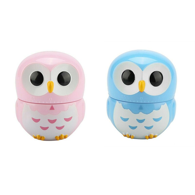 1pcs Cartoon Owl Shape Chef Cooking Timer Kitchen Decorative Plastic Mechanical Clock 60 Minutes Household Baking Stopwatch Tool