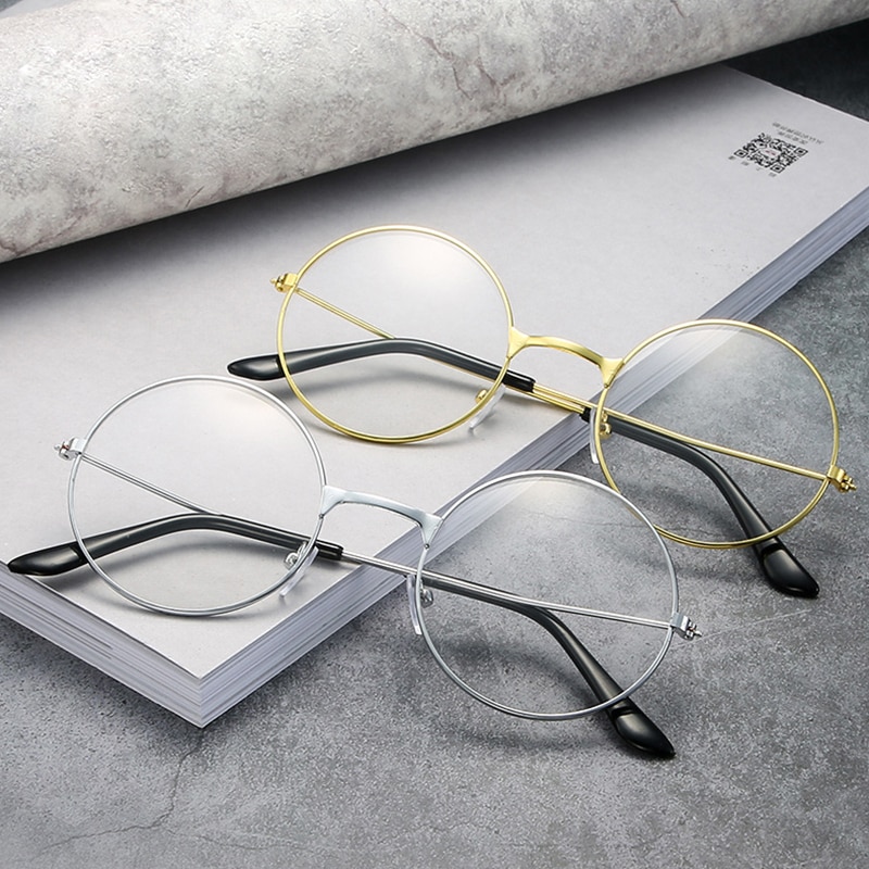 Monture de lunettes rondes en métal Vintage pour femmes et hommes, montures pour lunettes optiques, couleur or/noir/argent, accessoires lunettes