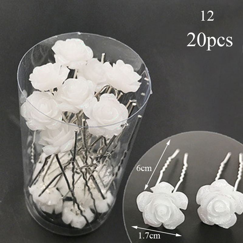 20 pçs feminino grampos de cabelo flor hairpin vara casamento nupcial cristal pérola grampos de cabelo em forma de u presilhas acessórios para o cabelo