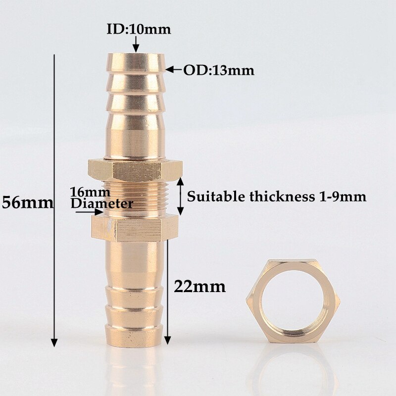 1 ~ 10 st 6-25mm koppar raka kopplingar sexkantsmutter bevattningssystem akvarium adapter vattentank slang skarv luftpump rörkoppling: 1pc / 13mm