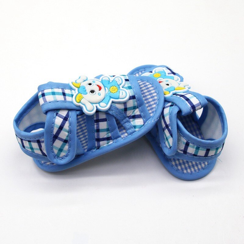 Baby sandalen cartoon dieren geruite baby katoenen sandalen casual schoenen zachte bodem baby peuter schoenen