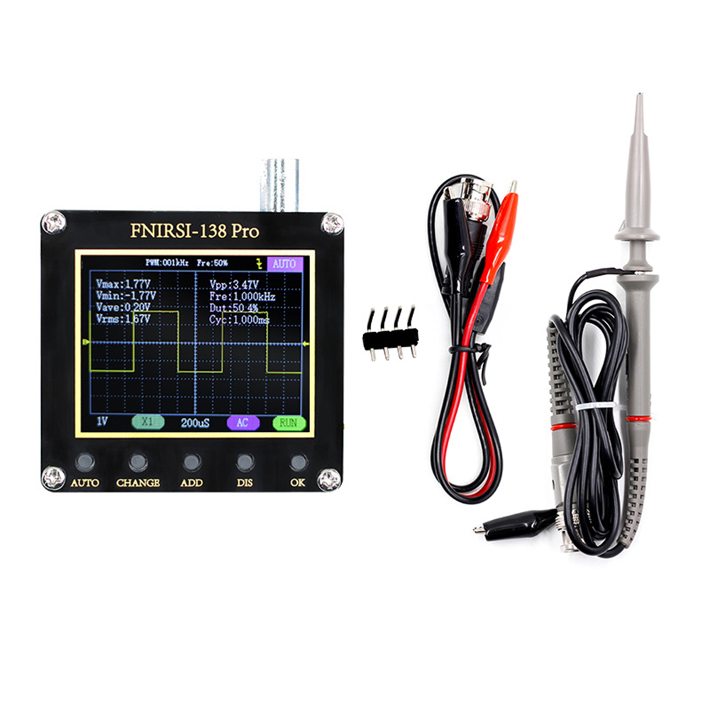 FNIRSI-138 PRO Digital Handheld Pocket Oscilloscope Kit 2.5MSa/s 200KHz Analog Bandwidth Support 80KHz PWM And Firmware Update: with 10x probe