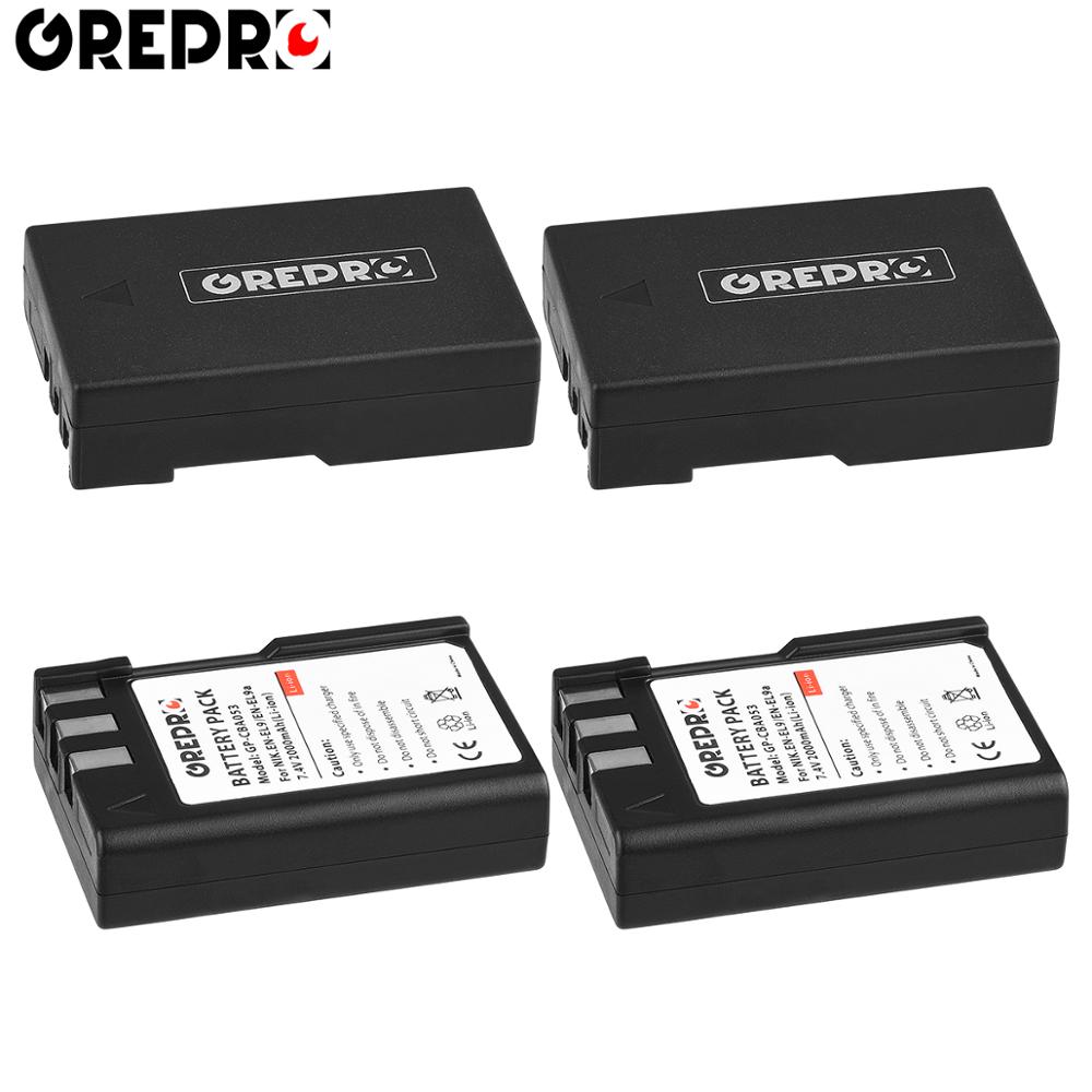 Batería de ion de litio para cámara Nikon EN-EL9 EN EL9 EN-EL9a EN EL9a EL9a, Cargador USB LCD para cámara Nikon EN-EL9a D40 D60 D40X D5000 D3000, 2000mAh: 4x Battery