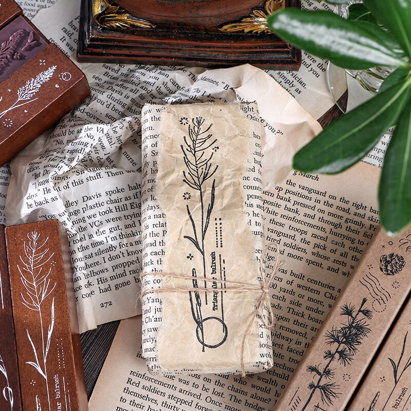 Langue végétale série rétro plante motif timbre bricolage en bois caoutchouc timbres pour Scrapbooking papeterie Scrapbooking Standard timbre