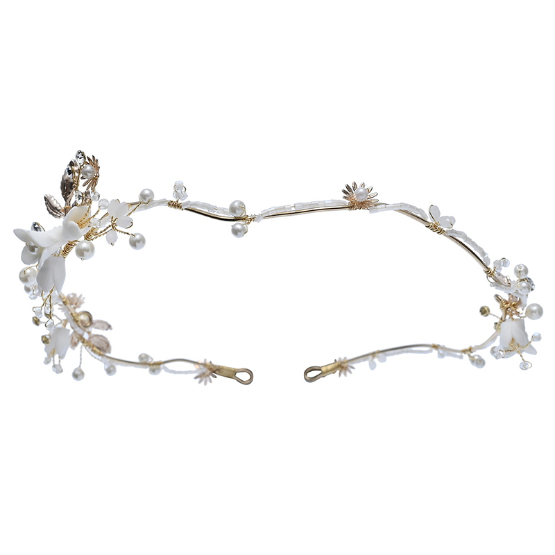 Handmade Bride Headpiece biżuteria ceramiczna kwiatowa do włosów grzebień zestaw klipów wsuwka ślubne ślubne akcesoria do włosów: AD2351 VINE