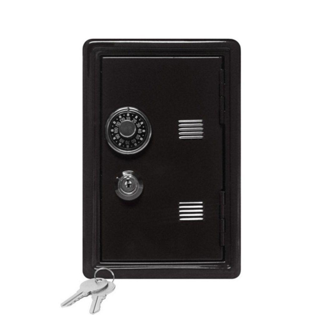 Household Insurance Box Mini Metal Safe Piggy Bank Key Insurance Cabinet Desktop Decoration: 2