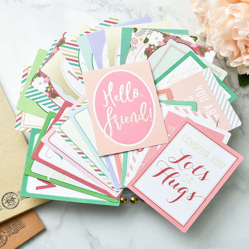 KLJUYP 24Pcs Hello Friend Acid Free Colorful Paper Pocket Cards for Scrapbooking DIY Projects/Photo Album/Card Making Crafts