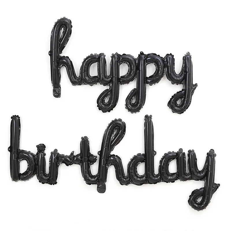 1pc Alles Gute Zum Geburtstag Englisch Aluminium Film Ballon kinder Party Szene Ornament Geburtstag Dekoration Party Dekoration: Black