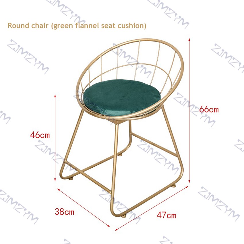 Nordic Style Wrought Iron Round Dressing Chair Modern Minimalist Backrest Makeup Chair Living Room Furniture Home Leisure Chair