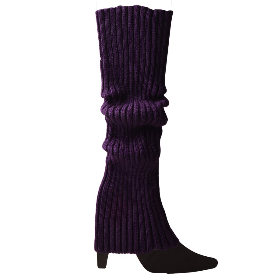 Women Boot Cuffs Leg Warmers Knit Leg Stockings Striped Long Boot Thigh High Stockings Knitted The Knee Socks Arcylic Leg Warmer: Dark purple