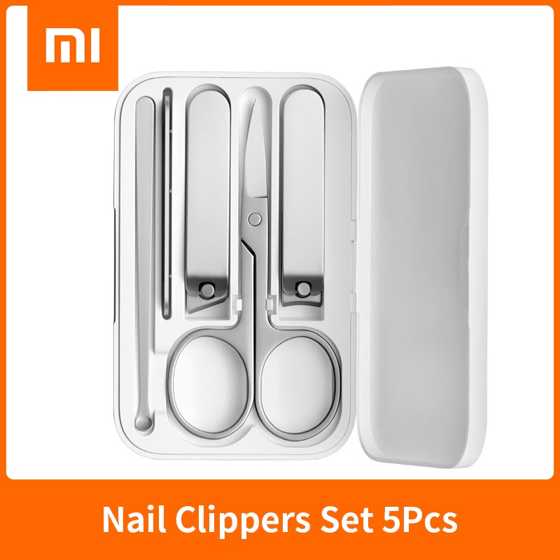 Originele Xiaomi Mijia Nagelknipper Set 5Pcs Roestvrij Manicure Pedicure Nagelknipper Cutter Nagelvijl Oor Pick Met Opslag doos