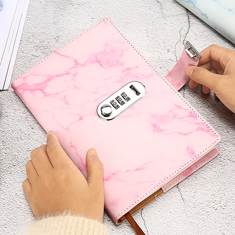 Kleurrijke Lock Notebook Secret Bescherming Planner Marbling Boek Code Boek School Briefpapier Schoolbenodigdheden