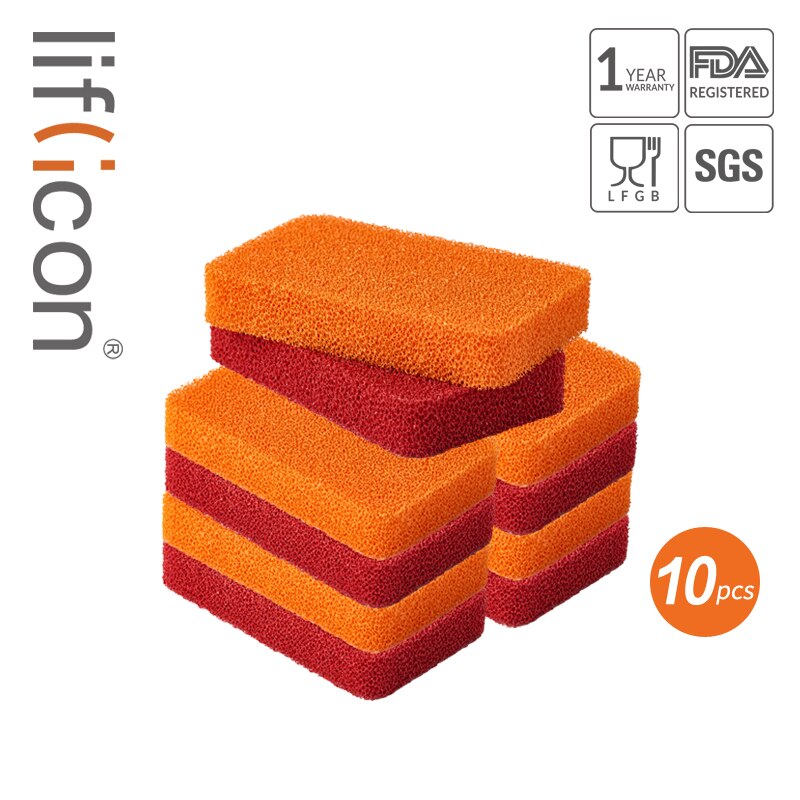 Liflicon silikone skrubber svamp køkkenpotte og opvaskemaskine multifunktionelle vaskeudstyr: 10 stk