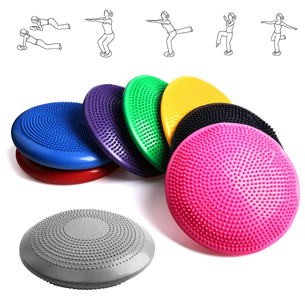 33CM Yoga Balance Disc Inflatable Stability Wobble Cushion Free Hand Pump PVC Anti-slip for Adults and Kids Improve Balance
