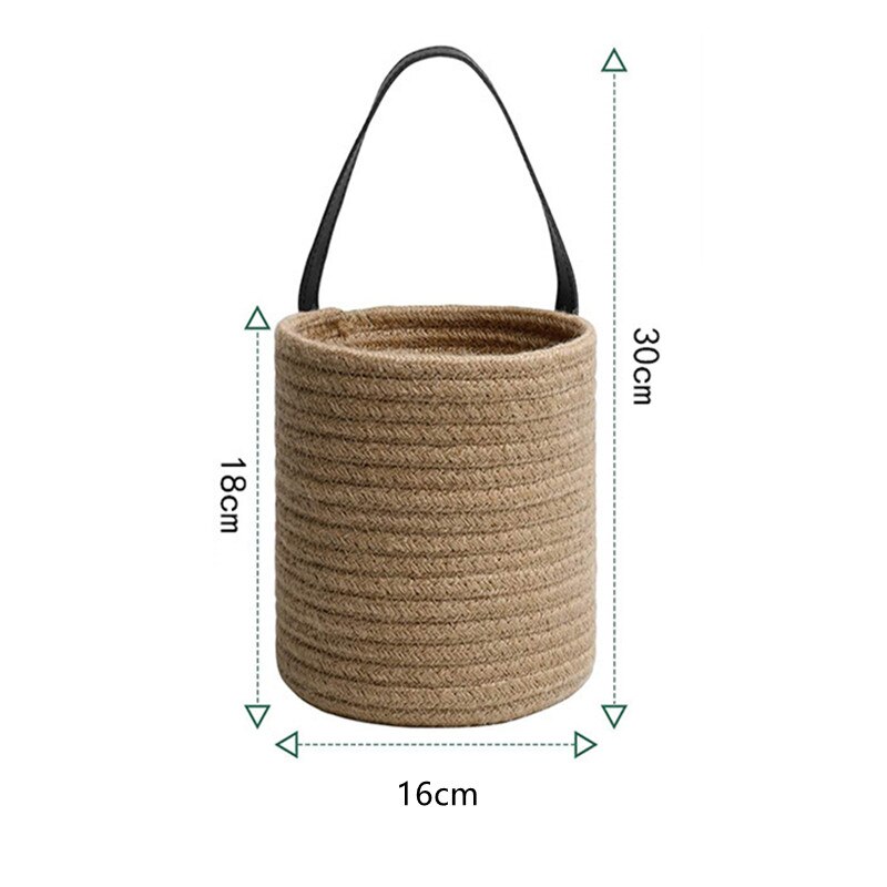 Woven Hanging Basket For Planters Rattan Wicker Baskets Garden Wall Decoration Wall-mounted Basket Storage Rack: Brown16cm