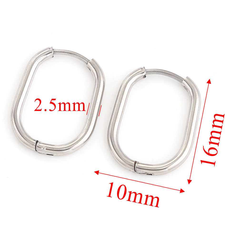 Pendientes de aro de acero inoxidable para mujer, joyería para Piercing, aro para prevenir alergias, joyería al por mayor, 6 uds.: Plata antigua plateada