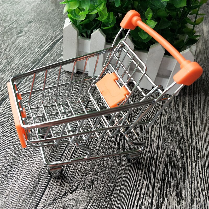 Mini Supermarkt Handcart Wiel Winkelwagentjes Speelgoed Vouwen Mini Winkelwagen Mand Speelgoed Voor Kinderen Willekeurige Kleur