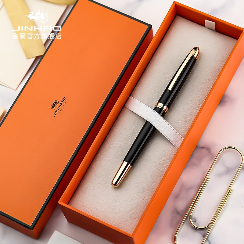 JINHAO 606 Financial Tip Fountain Pen 0.38mm Shine Platinum Steel School Office Business Writing Ink Pens Stationery: Burgundy