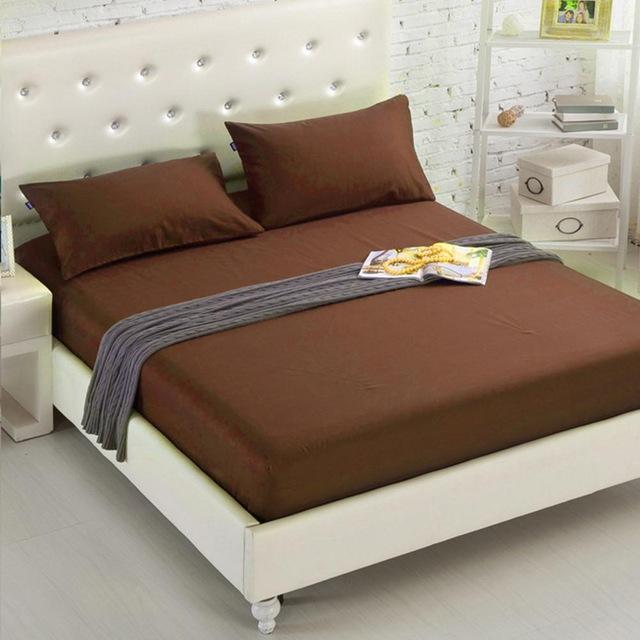 J1 slipte strikkede ensfargede lakenmadrasstrekk med strikk til hotellutstyr: Brun / 180 x 200 cm