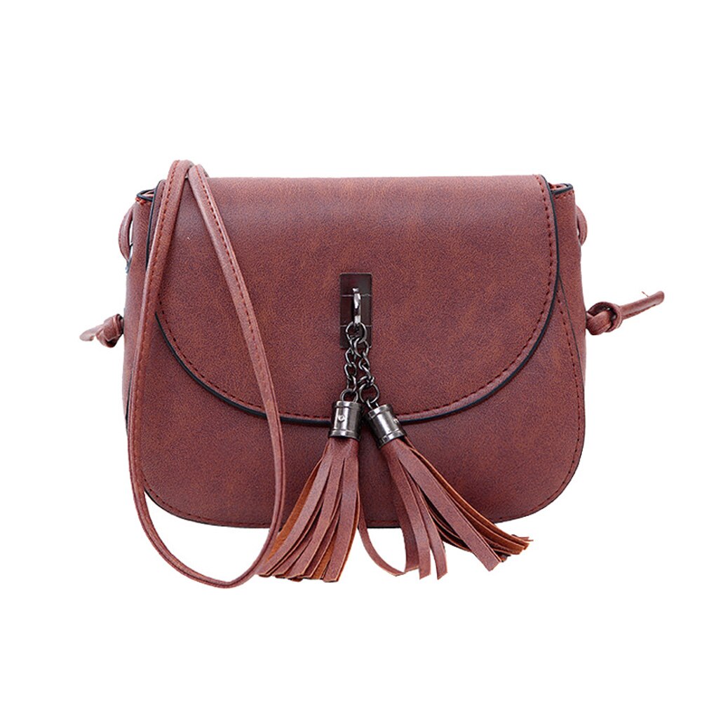 Vrouwen Messenger Bag PU Leer Kwasten Handtassen Telefoon Pouch Schouder CrossBody Tassen: Bruin