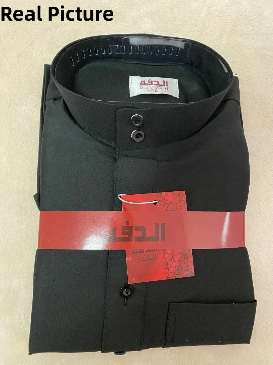 2025 Mannen Moslim Mode Lange Mouw Abaya Saudi Arabische Effen Kleur Losse Kaftan Bescheiden Gewaad Mannen Musulman Kostuums Jubba Thobe: L / Black
