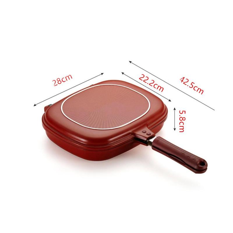 Dubbelzijdig Grill Koekenpan Voor Thuis Keuken Koken Non-stick Accessoires Vorm Pan Kookgerei Vierkante 28/32Cm B8X3: 28cm