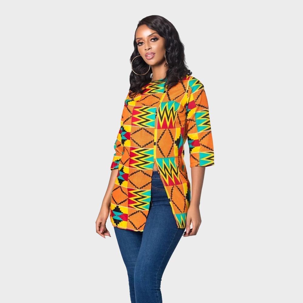 Mode Afrikaanse Shirt Jurk Voor Vrouwen Print Zomer T-shirt Afrikaanse Tshirt Tops Voor Office Dame Bazin Afrika Dashiki Kleding