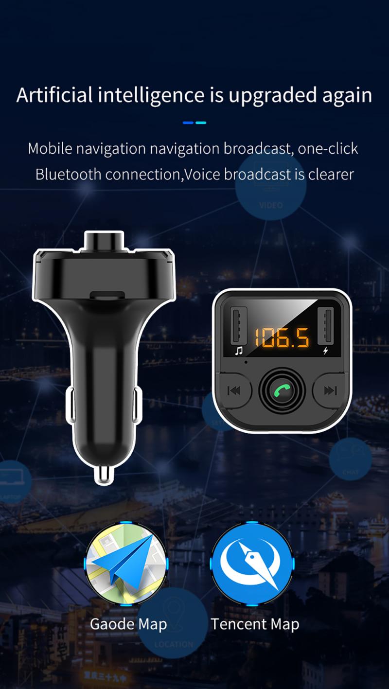 Samochodowy bezprzewodowy zestaw głośnomówiący Bluetooth 5.0 FM odbiornik audio samochodowy odtwarzacz MP3 3.1A podwójny USB szybki ładunek samochodowy odtwarzacz MP3