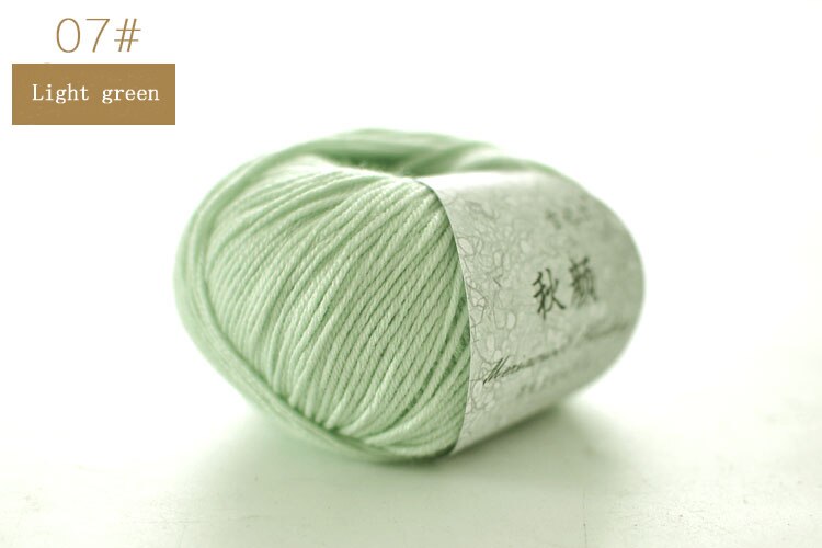 QZLKNIT 50g/bal 50% Merino gemengd garen Herfst/winter Zacht Medium grof wol garen DIY Hand gebreide haak Baby kleding garen: 07 Light green
