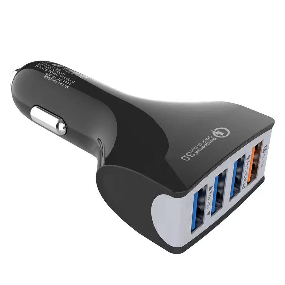 Novedad de , cargador para coche 4 USB QC 3,0, carga rápida 3,0, Cargador rápido para teléfono móvil, Cargador rápido para coche con 4 puertos USB, cargador portátil para coche