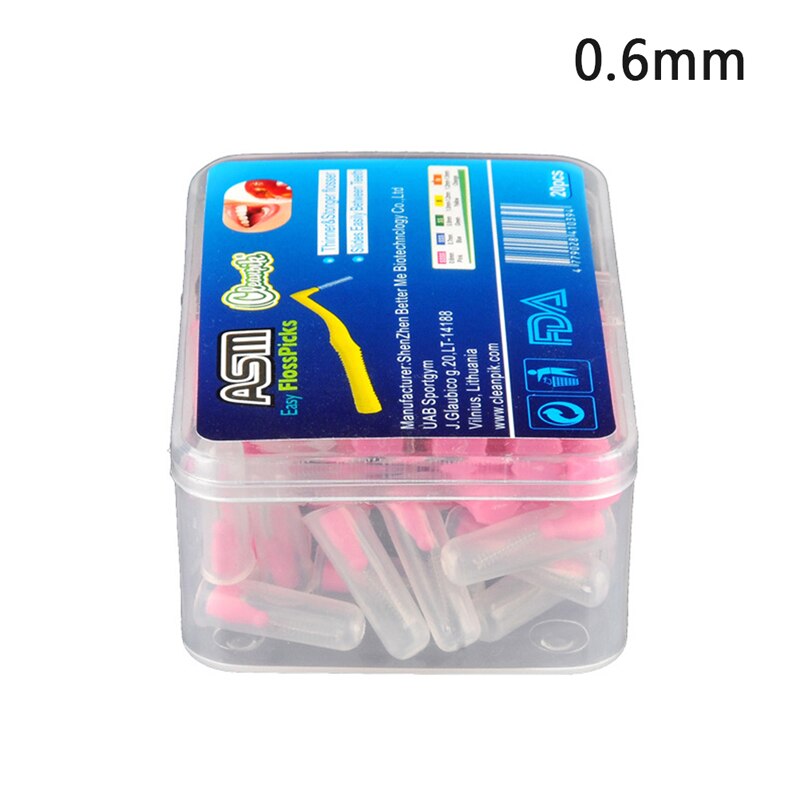 20Pcs Angle Interdental Brushes L Shaped Teeth Brush Toothpick Orthodontic Teeth Brush Toothpick Oral Care Tool: Pink