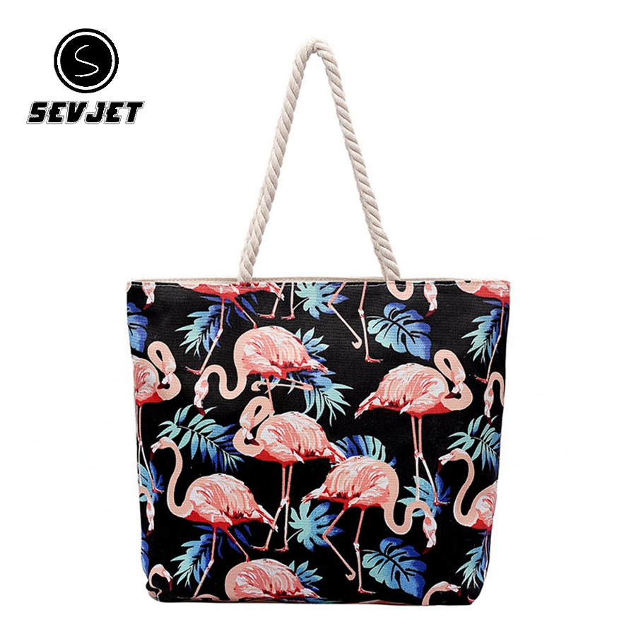 Flamingo Frauen Leinwand Tasche Große Strand Schulter Taschen Casual Weibliche Tote Hand Tasche Großen Einkaufstasche Weibliche Schulter Taschen CJ875