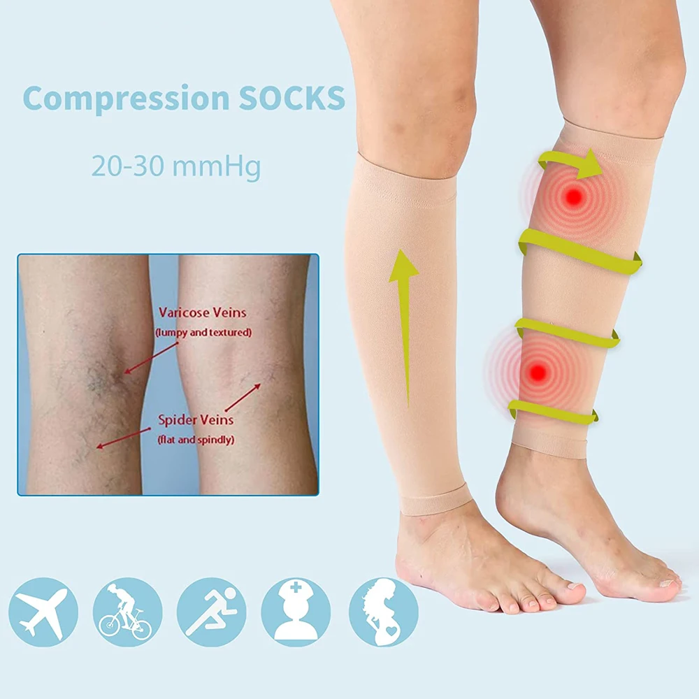 1Pair Calf Compression Sleeve Leg Compression Sock Calf & Shin Support Relieve Calf Pain for Swelling Shin Splints Knee Sleeve