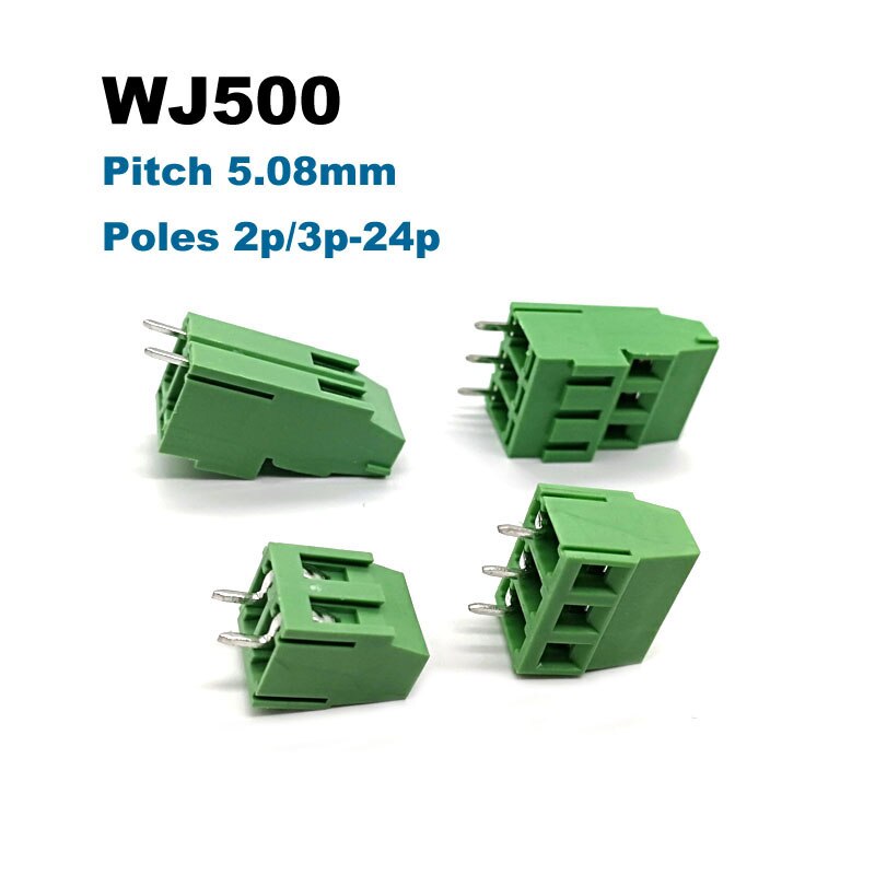 30Pcs Pitch 5.08mm PCB Screw Terminal Block Connector Bornier 500V/H Straight 2/3Pin Morsettiera Electric Wiring Cable 10/20A