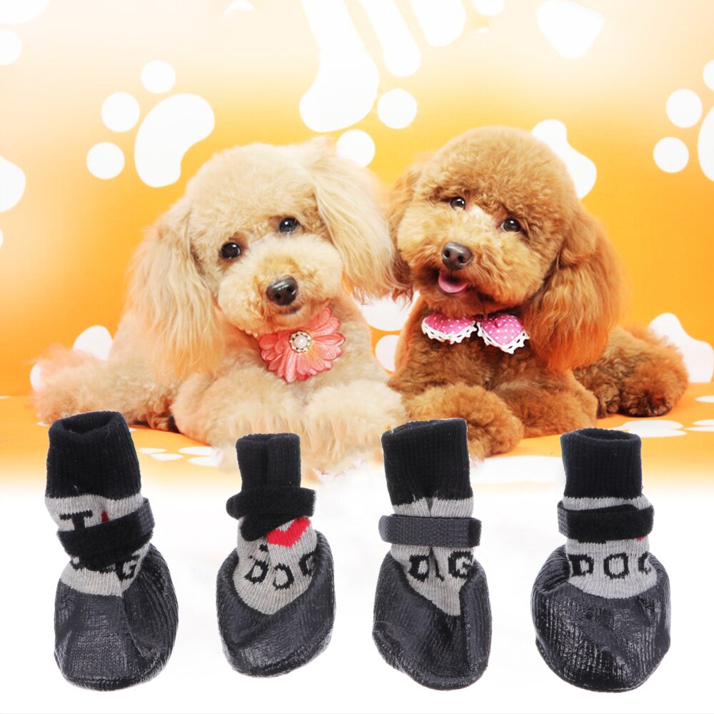 4Pcs Warme Winter Hond Sokken Anti-Slip Hond Schoeisel Huisdier Laarzen Comfortabele Zachte Hond Schoenen Sok Puppy sokken Pet Poot Protectors