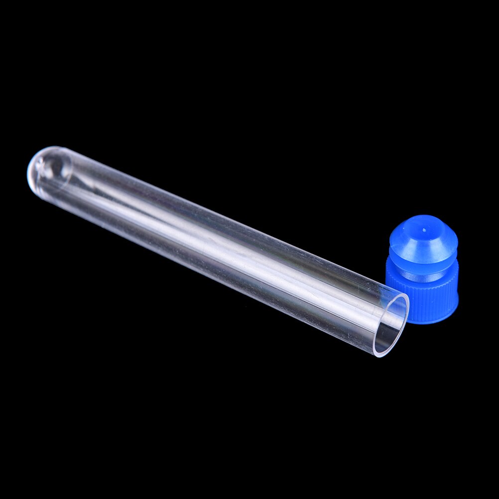 10 pièces Tubes à essai en plastique transparent Tube à essai en plastique dur avec bouchon d'aile pour fournitures de chimie scolaire de bureau 15x100mm