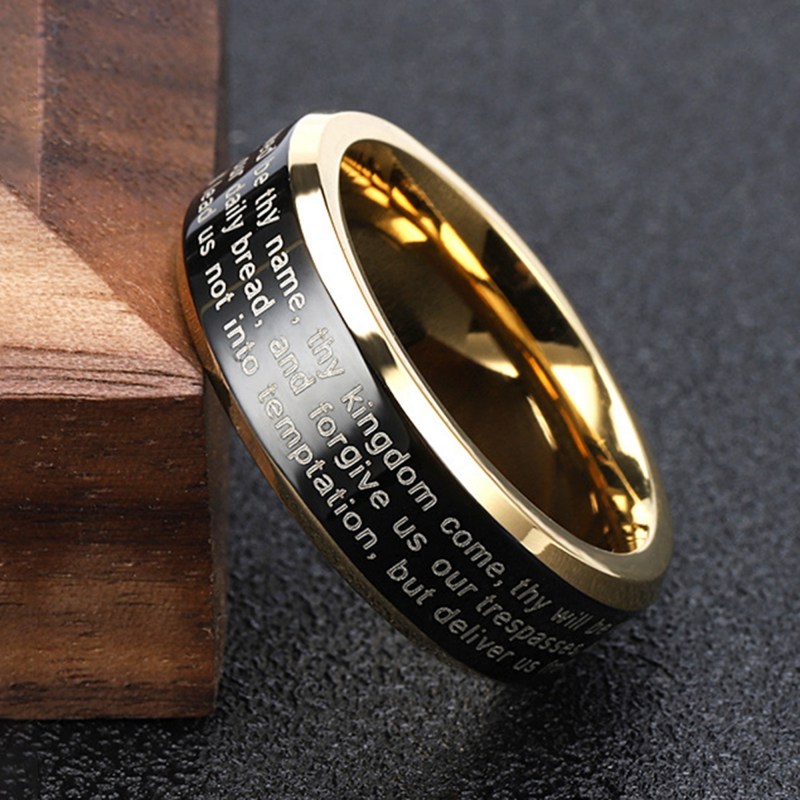 Rvs Cross Ring Alfabet Bijbel Gebed Vinger Ring Mannen Amulet Sieraden Voor Jezus Katholieke Christelijke Gelovigen Dior