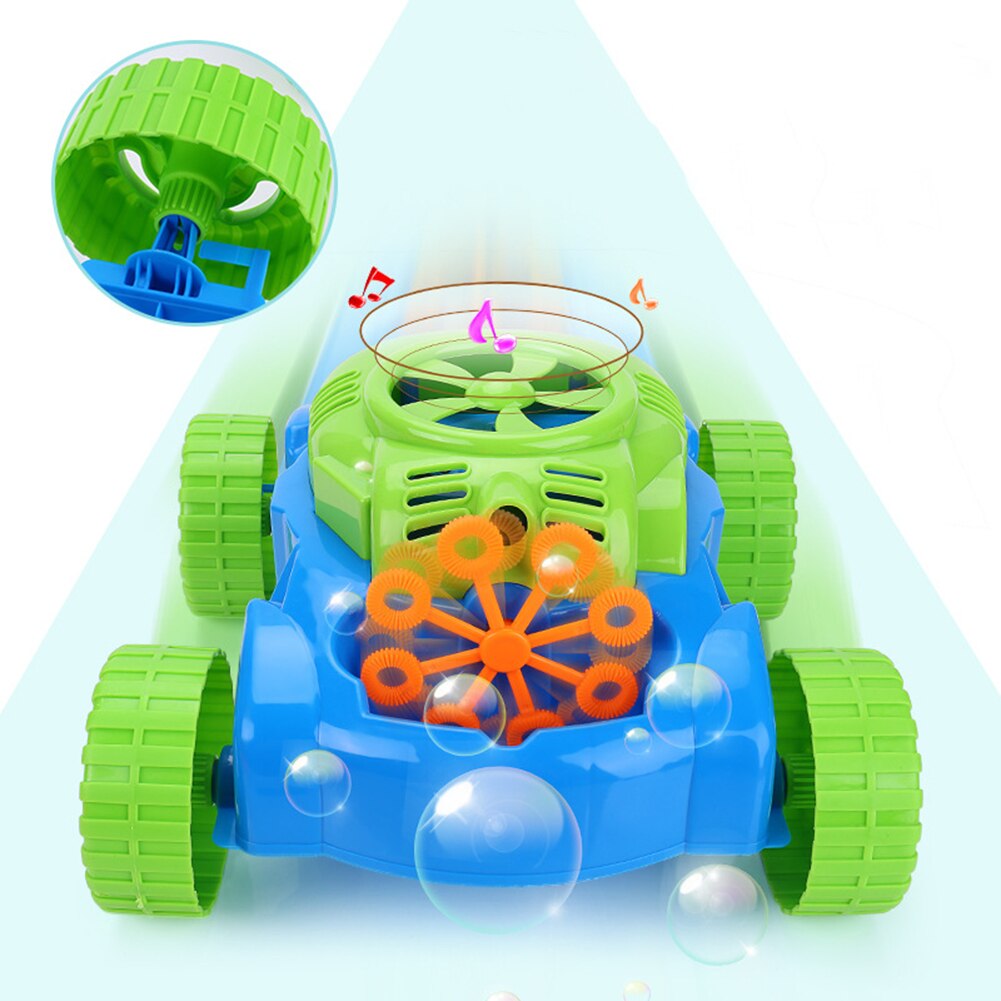 Electronic Bubble Mower Walker Bubble Blower Machine with Music Outdoor Game Push Toys for Children Kids